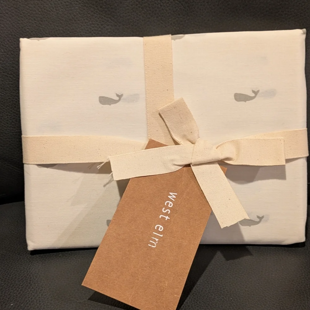 West Elm Whale Baleine Standard Pillowcase. -Set of 2